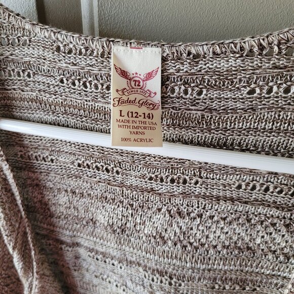 NWT's Faded Glory Brown & Tan Varigated Cardigan Sweater Size Large 12-14 - Picture 2 of 3